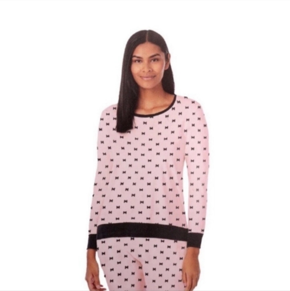 Kate Spade Bow design Plush Soft PJ top,Pink Black - Picture 2 of 13